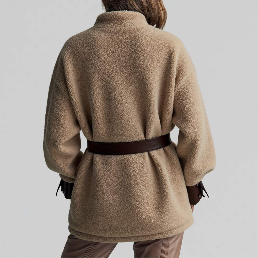 Lange Herbstjacke für Damen mit Gürtel (2)