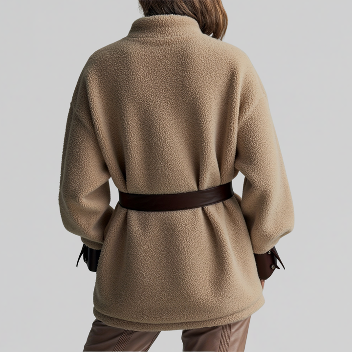Lange Herbstjacke für Damen mit Gürtel (2)