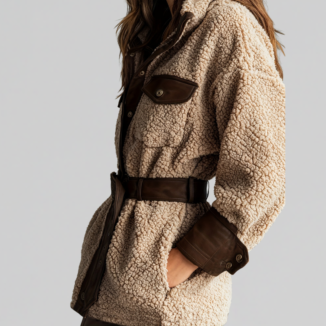 Lange Herbstjacke für Damen mit Gürtel (3)