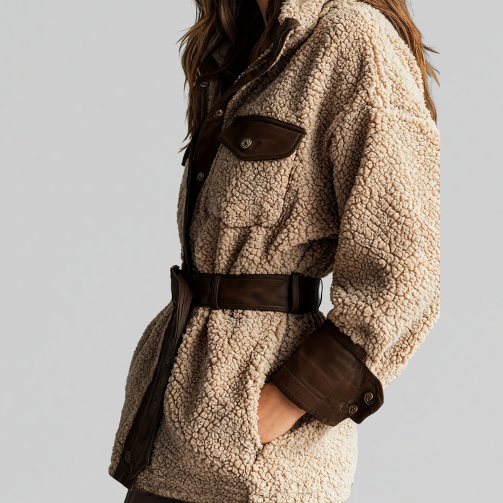 Lange Herbstjacke für Damen mit Gürtel (3)