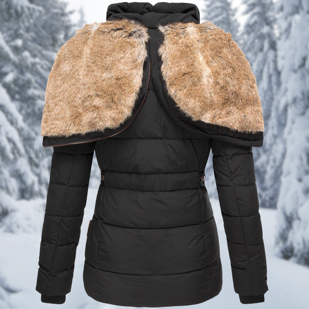 Lange warme Herbstjacke für Damen in Schwarz 2