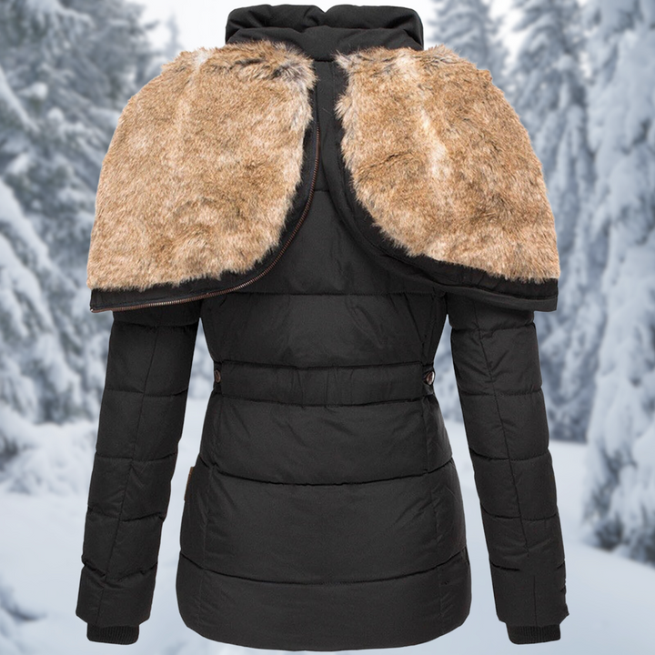 Lange warme Herbstjacke für Damen in Schwarz 2