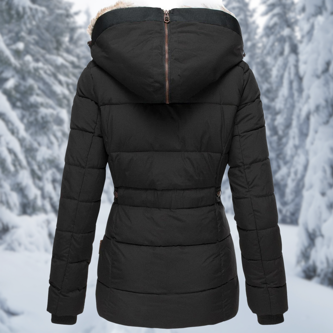 Lange warme Herbstjacke für Damen in Schwarz 3