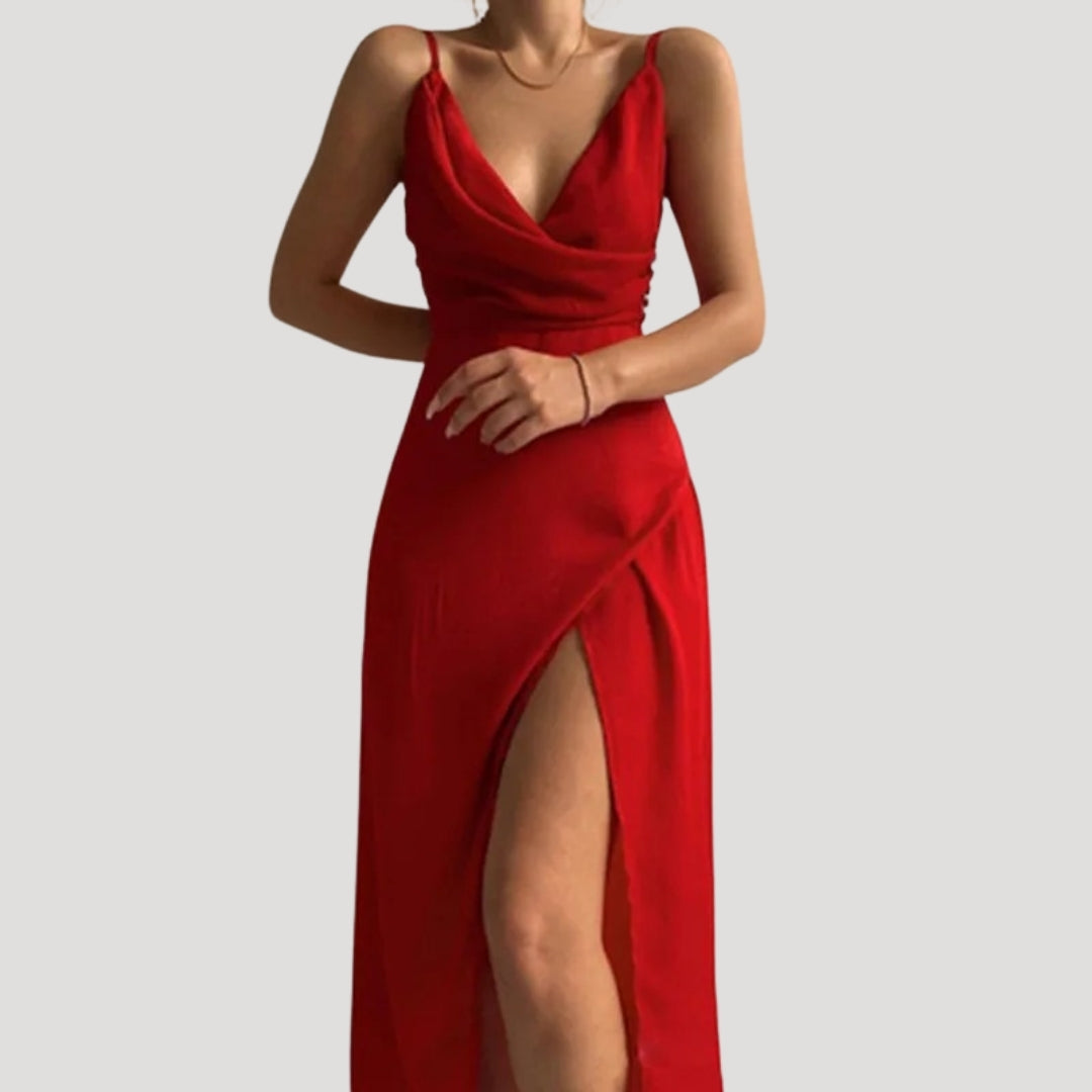 Lea Fließendes Maxikleid mit Beinschlitz für Hochzeitsgäste Foto 1