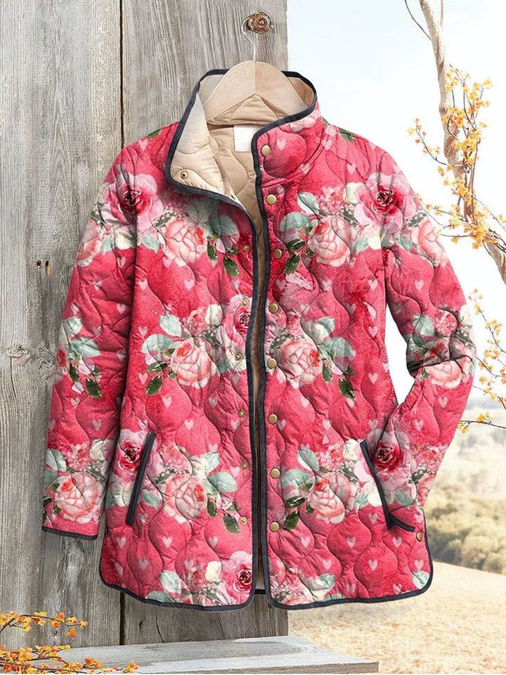 Machteld Steppjacke mit rosa Blumen-Print Foto 1