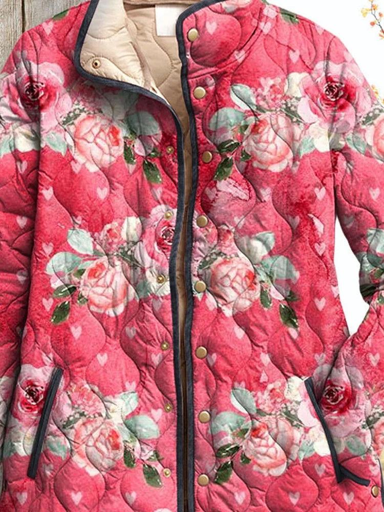 Machteld Steppjacke mit rosa Blumen-Print Foto 2