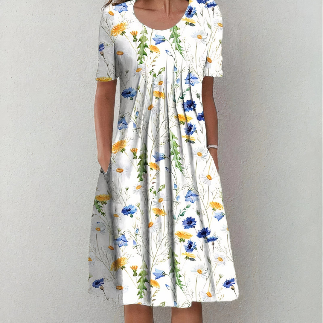 Malin Buntes Blumen-Sommerkleid mit V-Ausschnitt in Midi-Länge Foto 5