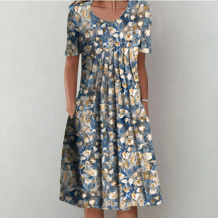 Malin Buntes Blumen-Sommerkleid mit V-Ausschnitt in Midi-Länge Foto 6