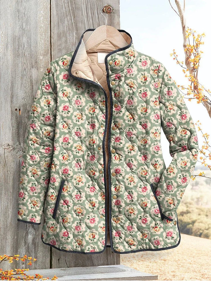 Marijke Steppjacke mit süßem Blumen-Kunstdruck Foto 1