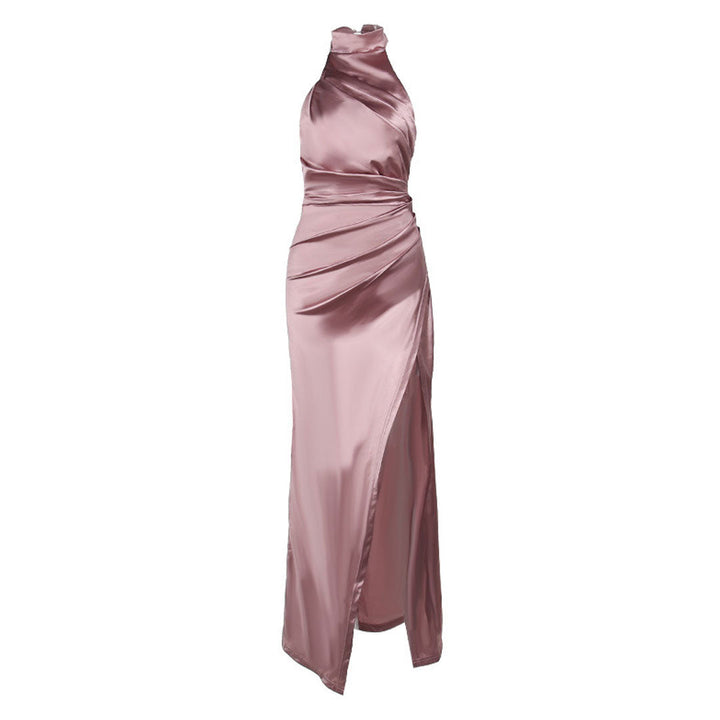 Marit Satin-Abendkleid mit Raffung und hohem Beinschlitz Foto 2