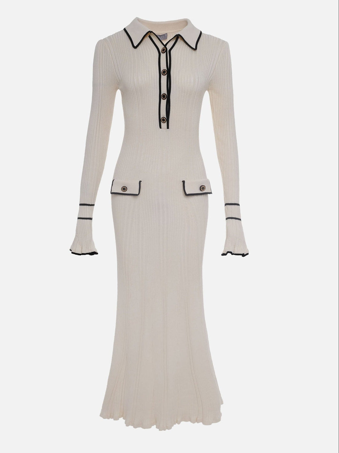 Mette Feinstrick-Kleid mit Polokragen in Elfenbein Foto 4