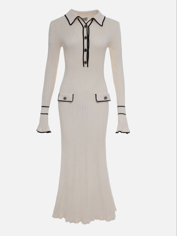 Mette Feinstrick-Kleid mit Polokragen in Elfenbein Foto 4