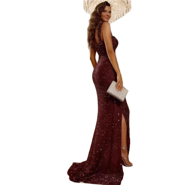 Oline Pailletten-Abendkleid One-Shoulder mit Beinschlitz Foto 5