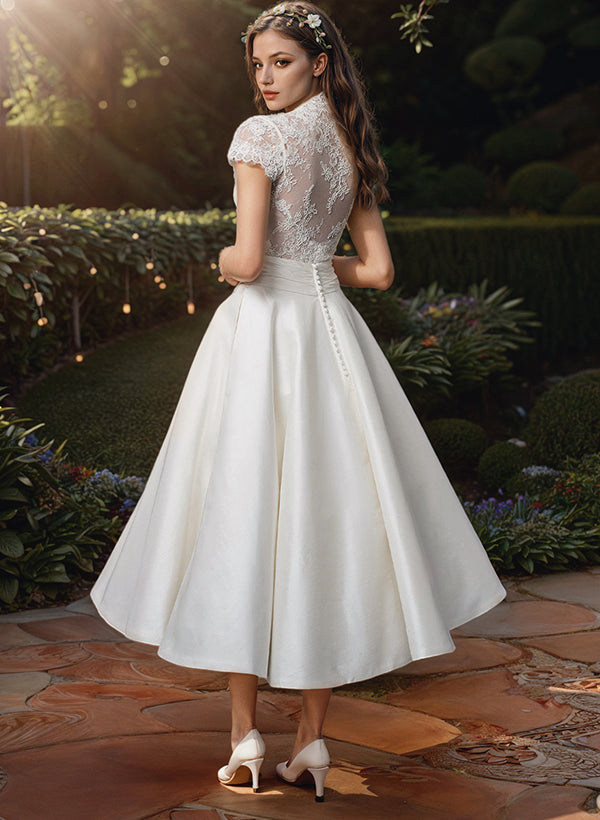 Paulina Romantisches Spitzenkleid mit V-Ausschnitt für Hochzeitsgäste Foto 2