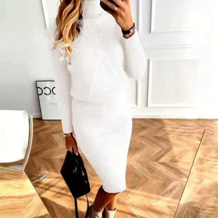 Pernille Grobstrick-Kleid mit Rollkragen in Grau Foto 7