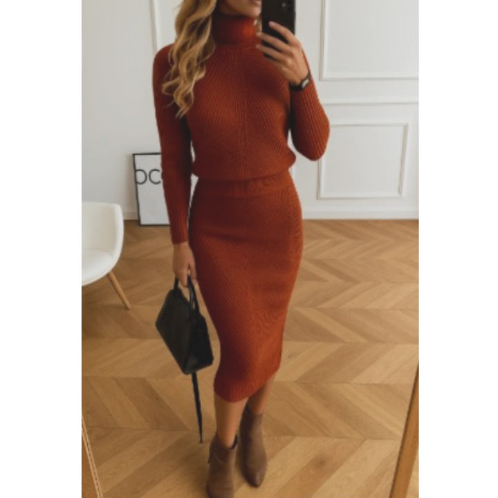 Pernille Grobstrick-Kleid mit Rollkragen in Grau Foto 9