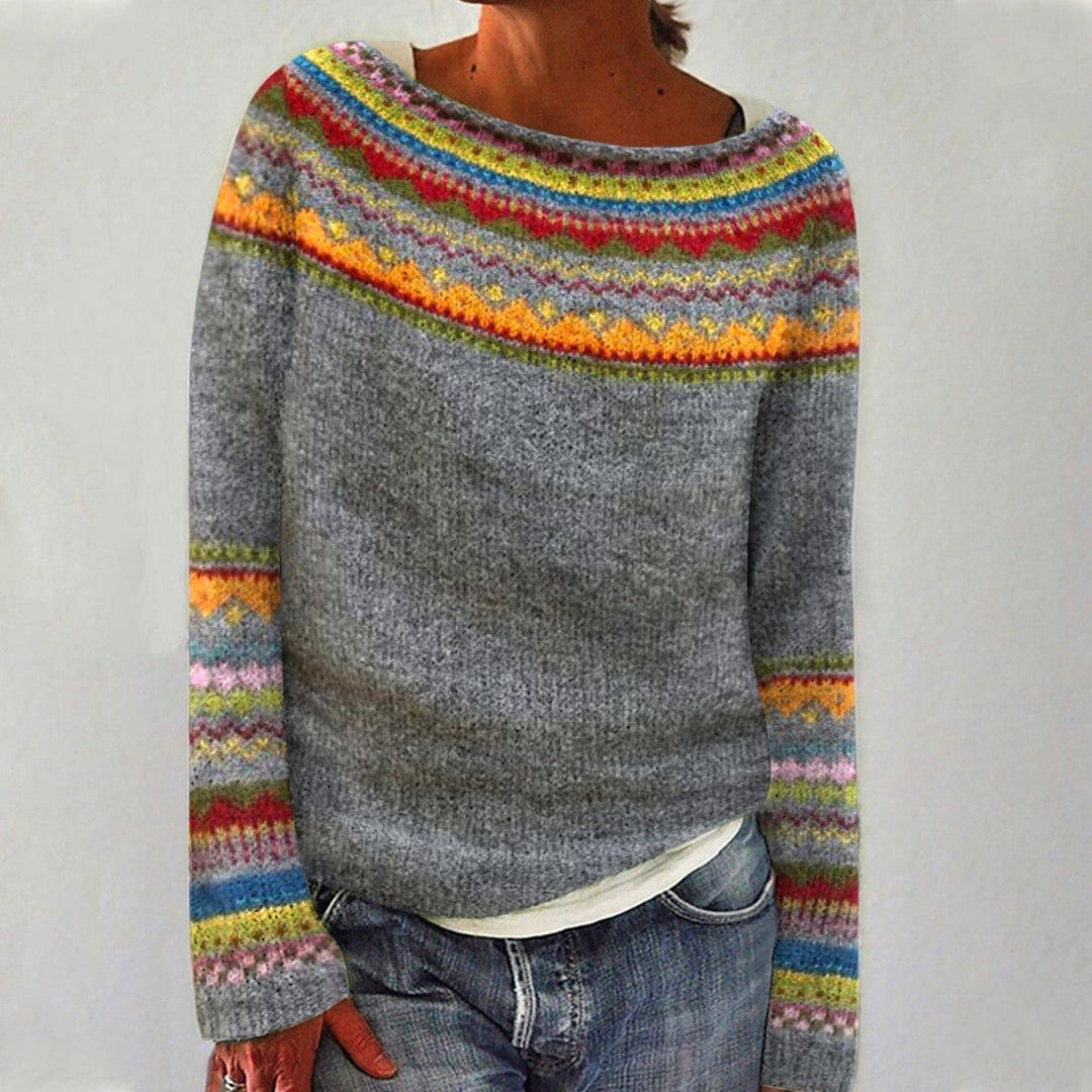 Rinske Retro-Pullover mit buntem Muster Foto 1