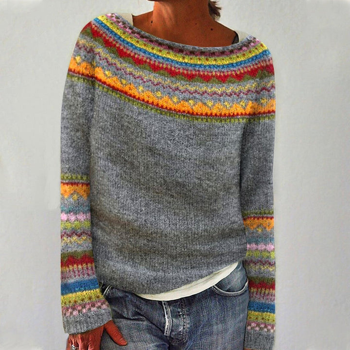 Rinske Retro-Pullover mit buntem Muster Foto 1