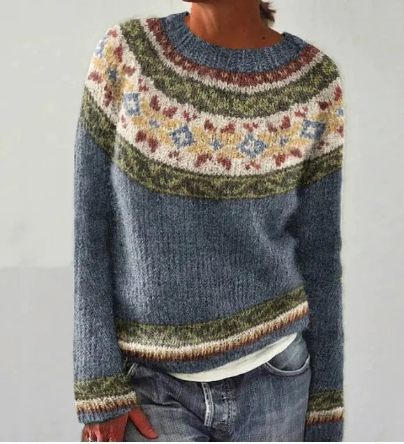Rinske Retro-Pullover mit buntem Muster Foto 3