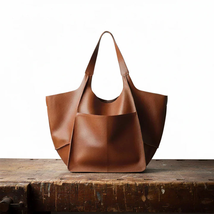 Schwarze Handtasche mit Vintage-Charme für Damen in Hellbraun