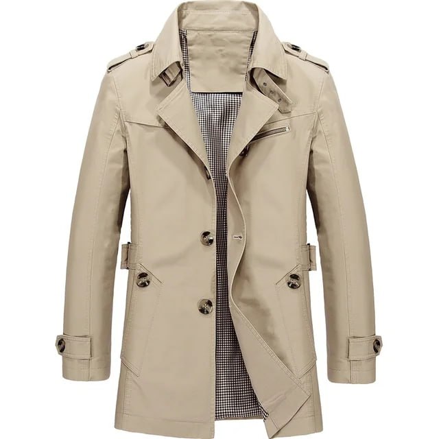 Schwarze Herren Winterjacke Winddichter Outdoor-Stil in Beige