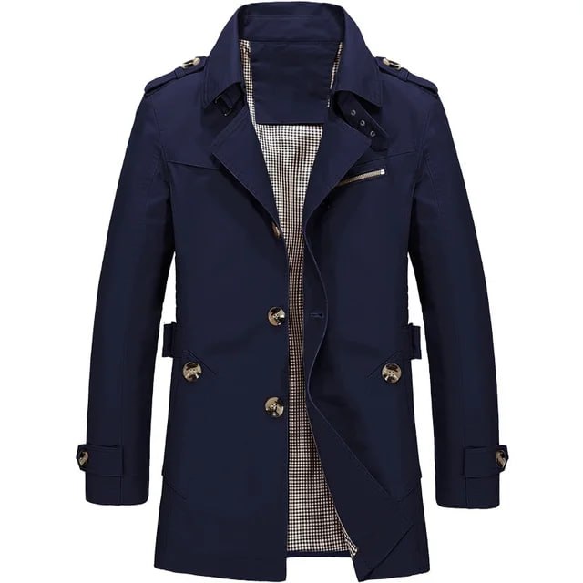 Schwarze Herren Winterjacke Winddichter Outdoor-Stil in Dunkelblau