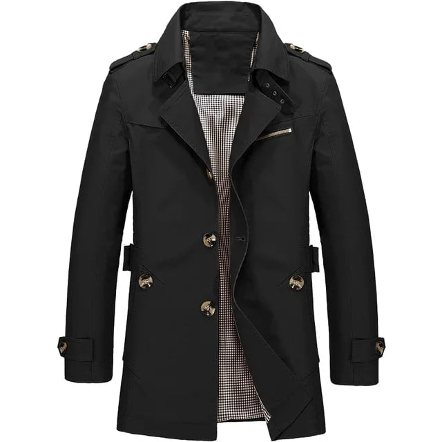 Schwarze Herren Winterjacke Winddichter Outdoor-Stil in Schwarz