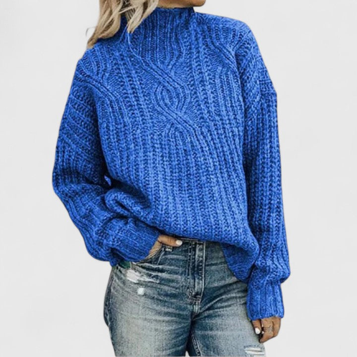 Vielseitige Damen Strickjacke mit Zopfmuster für Herbst in Blau