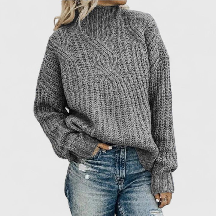 Vielseitige Damen Strickjacke mit Zopfmuster für Herbst in Grau