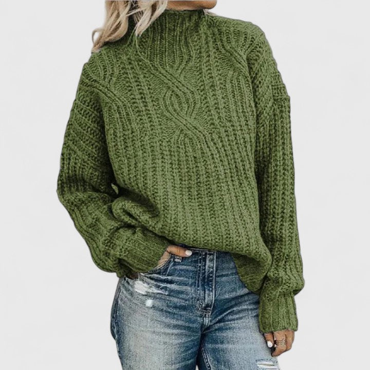 Vielseitige Damen Strickjacke mit Zopfmuster für Herbst in Grün
