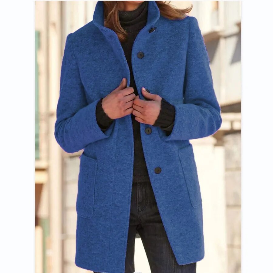 Warme Damen Herbstjacke elegant praktisch in Dunkelblau
