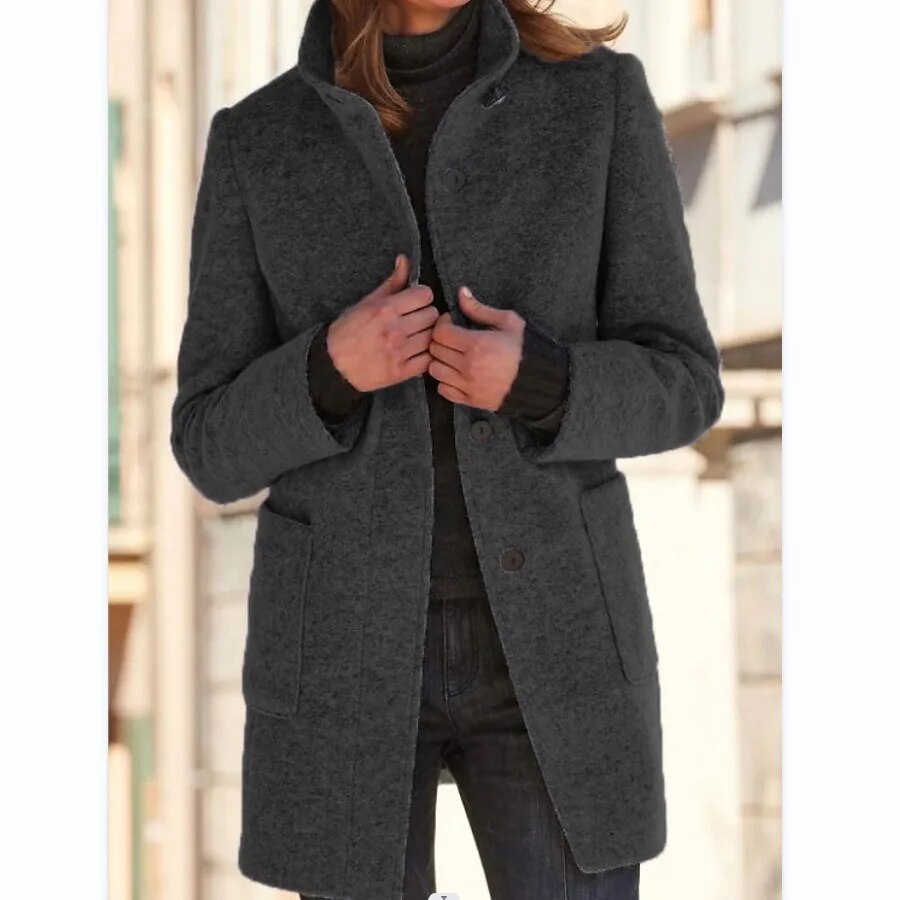 Warme Damen Herbstjacke elegant praktisch in Dunkelgrau