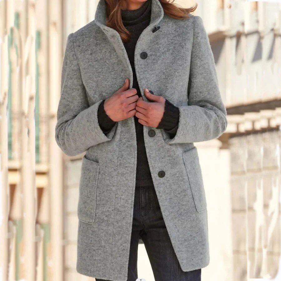 Warme Damen Herbstjacke elegant praktisch in Grau