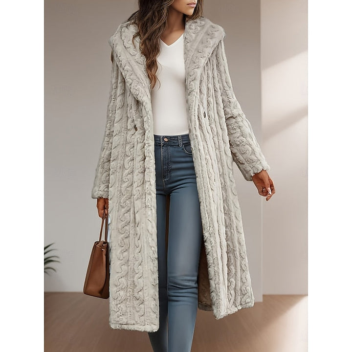 Warme Damen Herbstjacke mit Kapuze in Apricot
