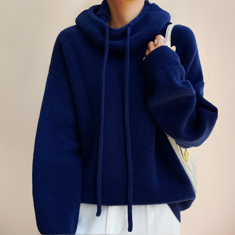 Warmer Damen Rollkragenpullover aus Merinowolle für Herbst in Blau