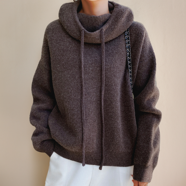 Warmer Damen Rollkragenpullover aus Merinowolle für Herbst in Braun