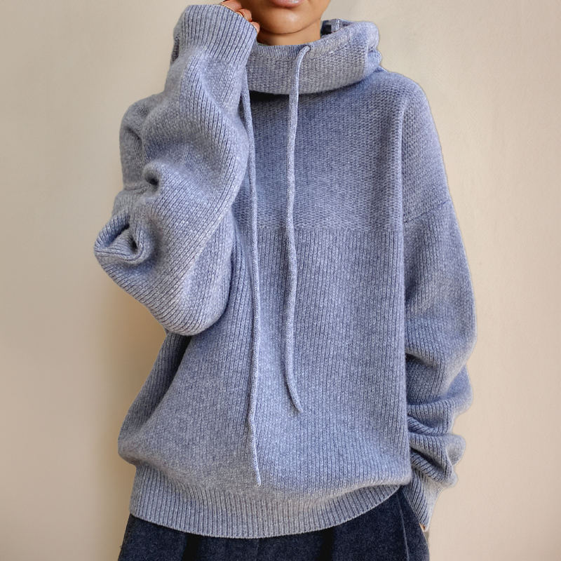 Warmer Damen Rollkragenpullover aus Merinowolle für Herbst in Grau