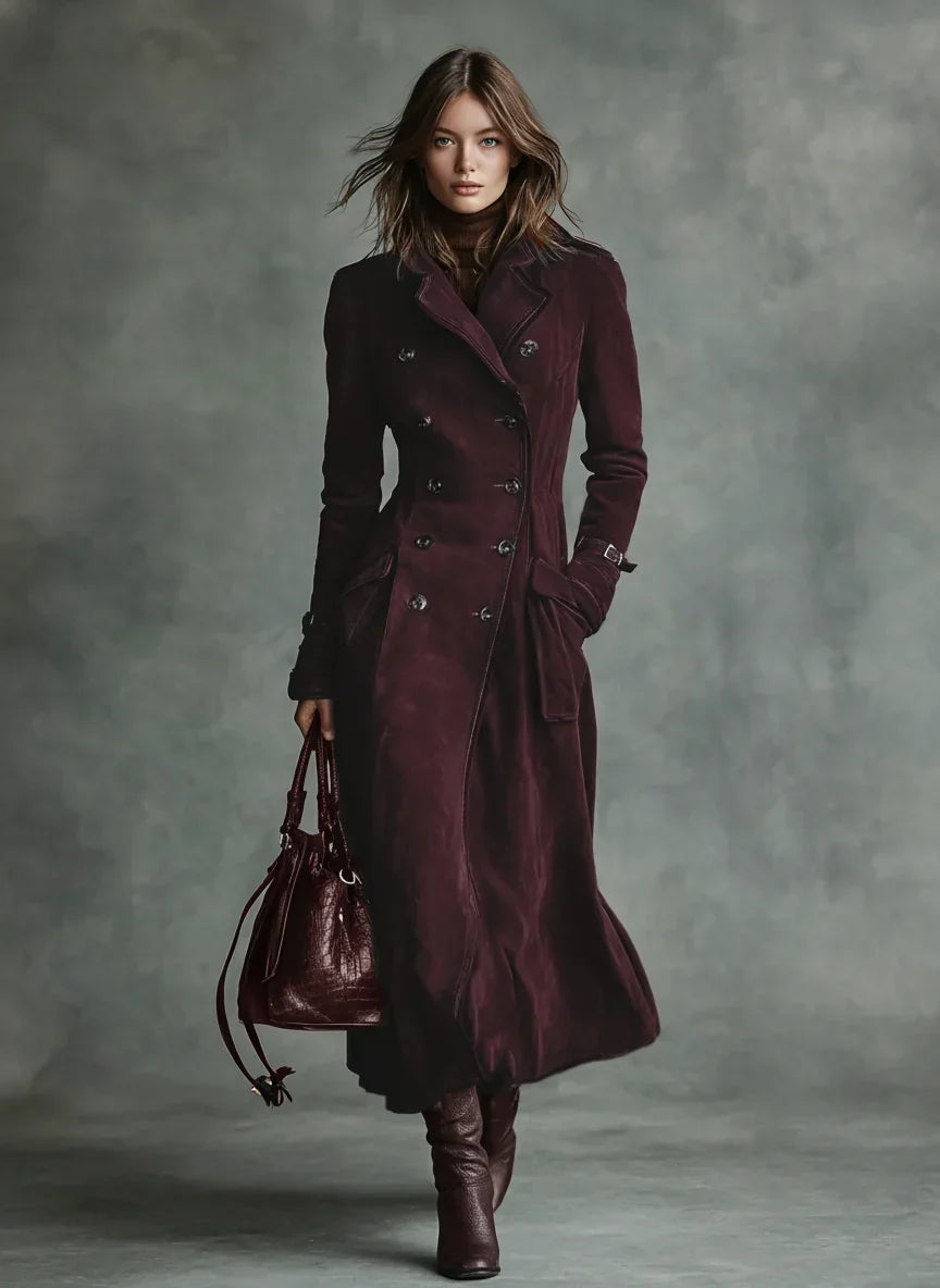 Warmer Damen Wintermantel zeitlos elegant in Cabernet