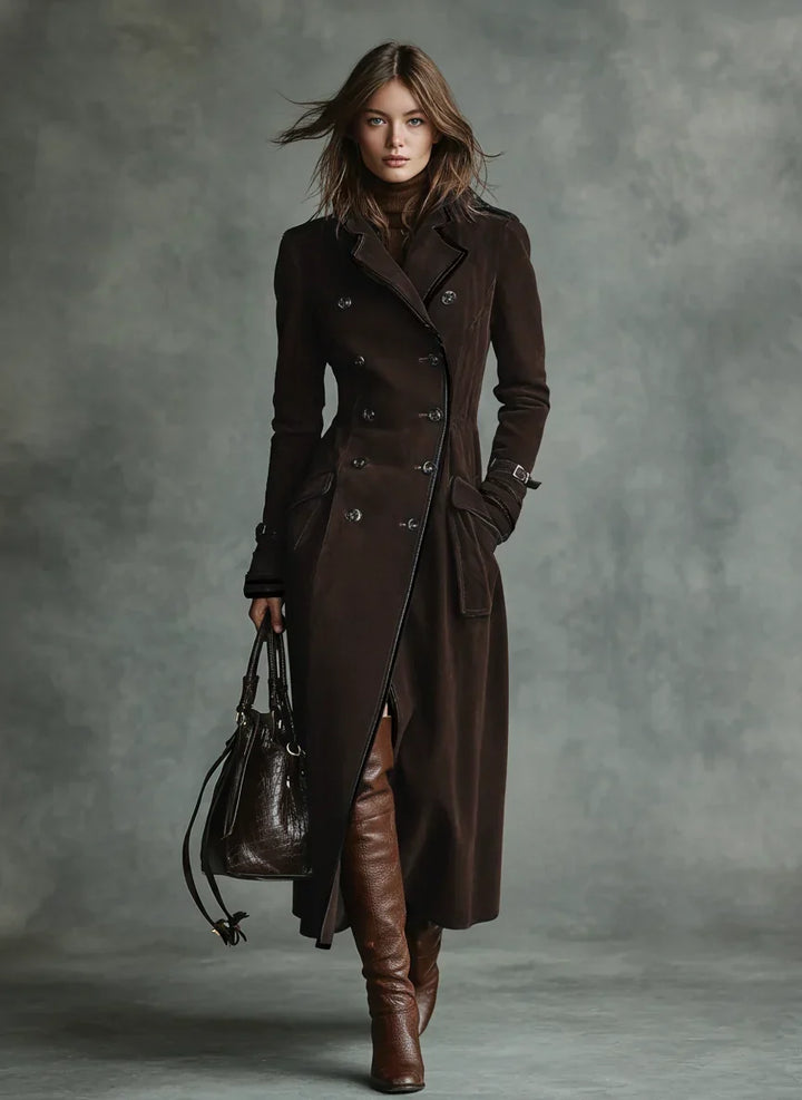 Warmer Damen Wintermantel zeitlos elegant in Coffee