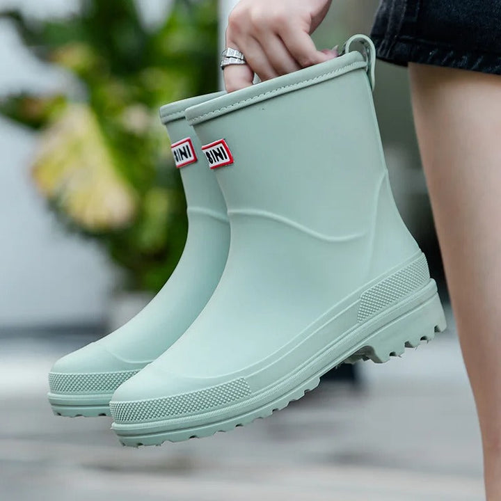Wasserdichte Stiefeletten Damen Gummi Outdoor in Grün
