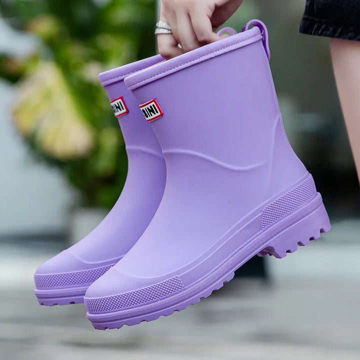 Wasserdichte Stiefeletten Damen Gummi Outdoor in Violett