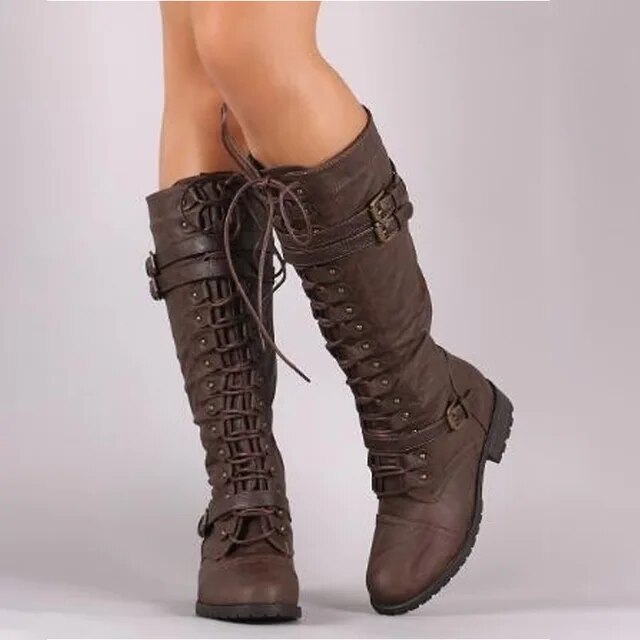Winterstiefel Damen gefüttert wasserdicht mit Schnürung in Braun
