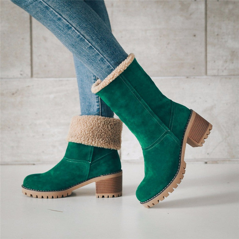 Winterstiefel Damen Gefüttert Wasserdicht Outdoor in Grün