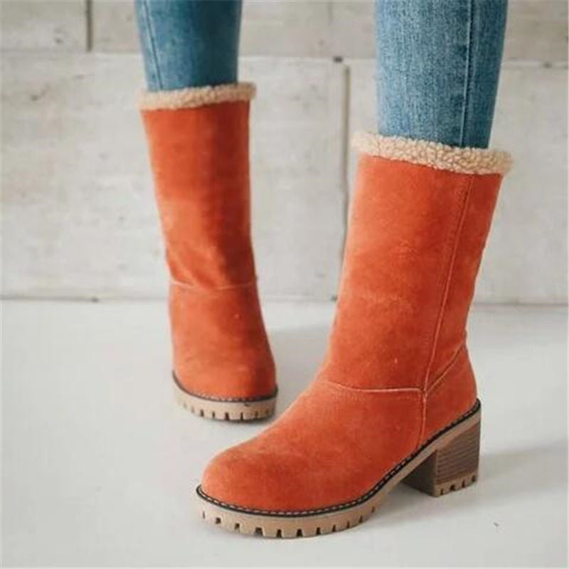 Winterstiefel Damen Gefüttert Wasserdicht Outdoor in Orange