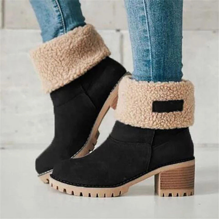 Winterstiefel Damen Gefüttert Wasserdicht Outdoor in Schwarz