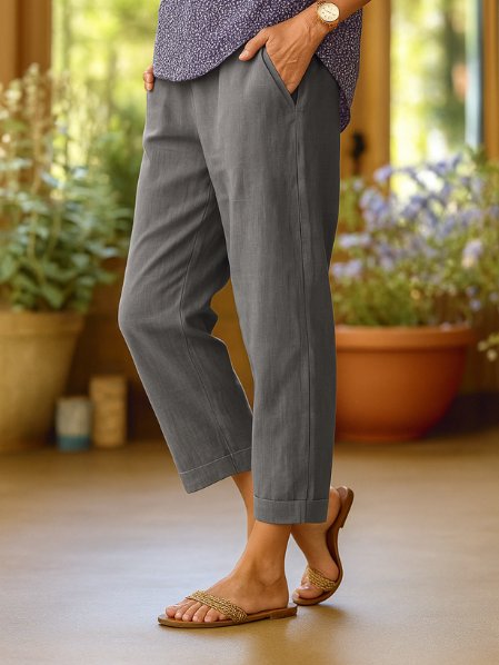 Mia Leinenhose mit Umschlag und schmal zulaufendem Bein foto 2
